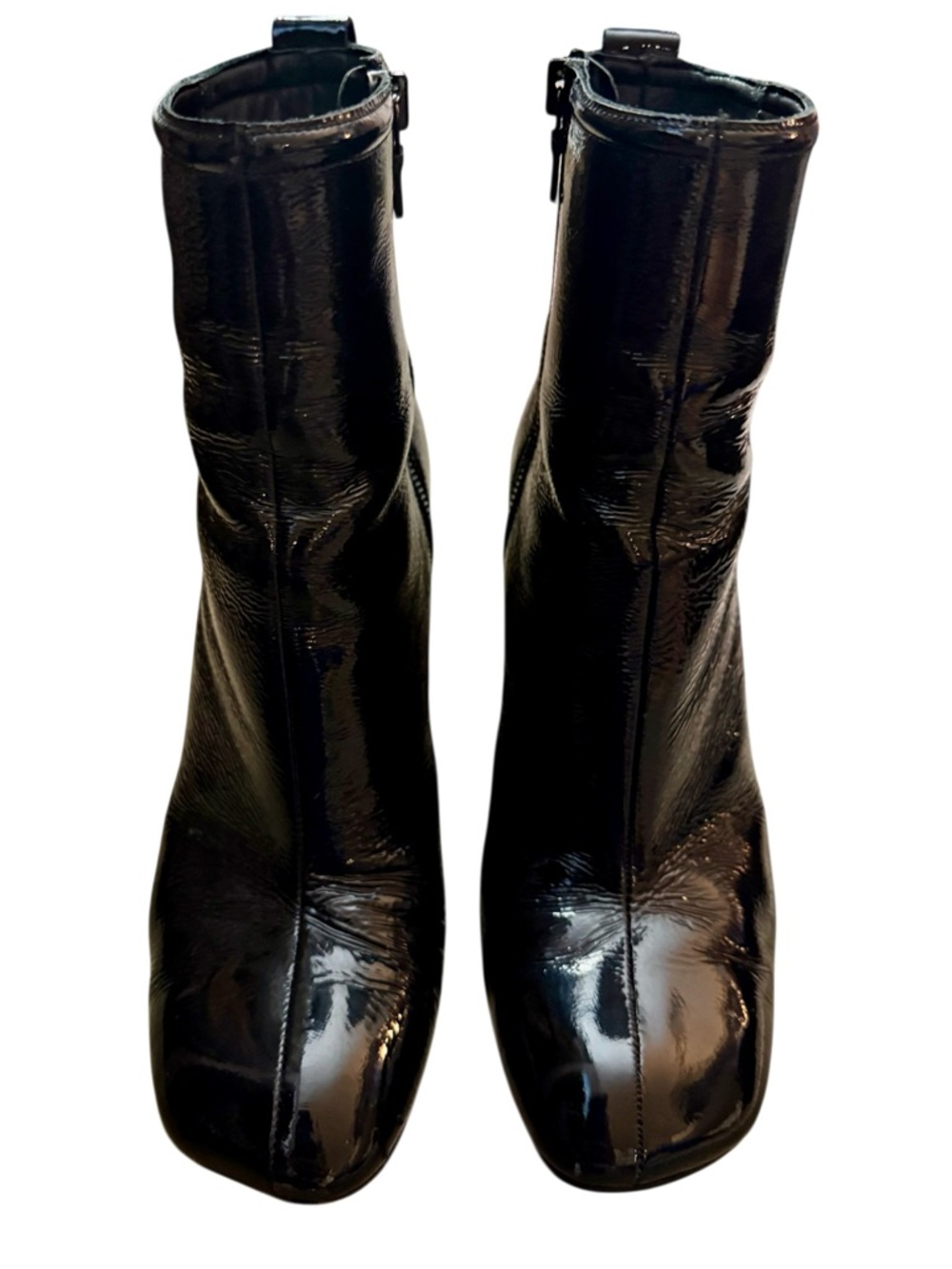 Rag & Bone Ellis Patent Leather Ankle Boots Black Block Heel EU 38 US 8